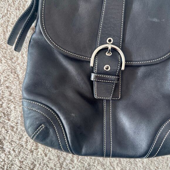 VTG Y2K Coach Soho Covertible Flap Crossbody Black Leather Bag Silver 9480 - Picture 9 of 16